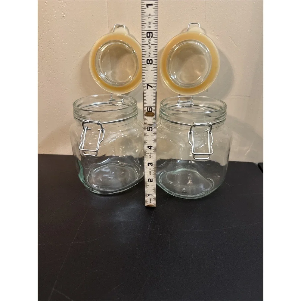 Glass Clamp Lid Jars W/Seals.  Great For Kitchen Storage Set Of 2